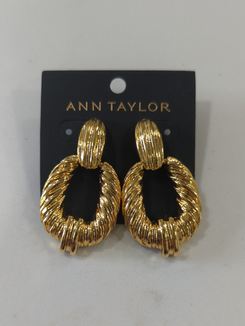 Ann Taylor Shiny Gold Twisted Open Loop Earrings